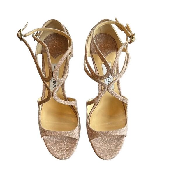 NEW Jimmy Choo Ballet Pink Shimmer Strappy High Heel Stiletto Sandals Size 40 EU - Picture 1 of 16